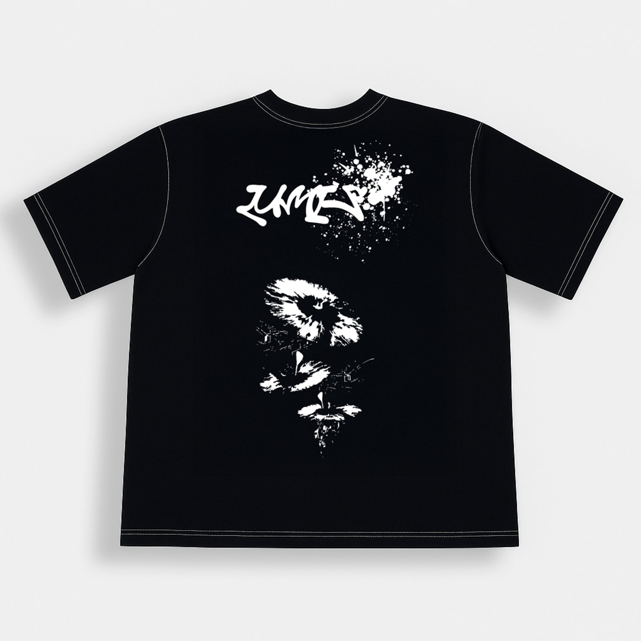 T-shirt noir LUMIS Essence Tee – détail col et sérigraphie – coton premium dos